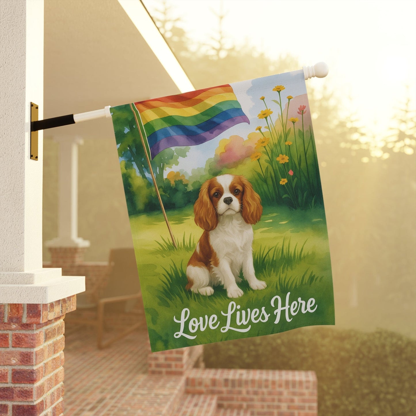 Blenheim Cavalier King Charles LGBTQ+ Garden Flag