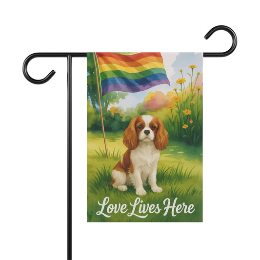 Blenheim Cavalier King Charles LGBTQ+ Garden Flag