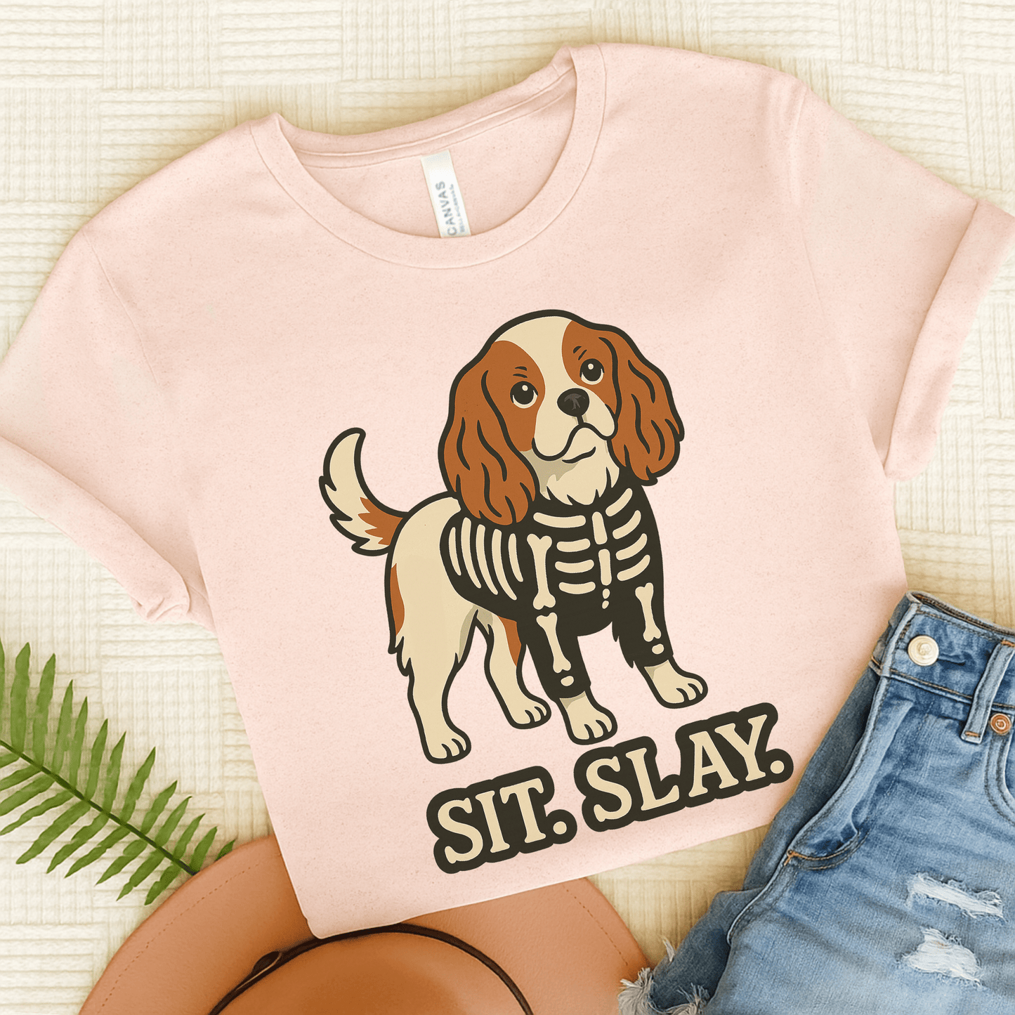 Printify T-Shirt Soft Pink / S Blenheim Cavalier King Charles Stay. Slay. Halloween TShirt