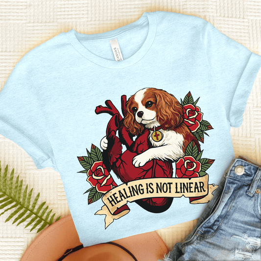 Personalized Cavalier Linear Healing Unisex TShirt Heather Ice Blue