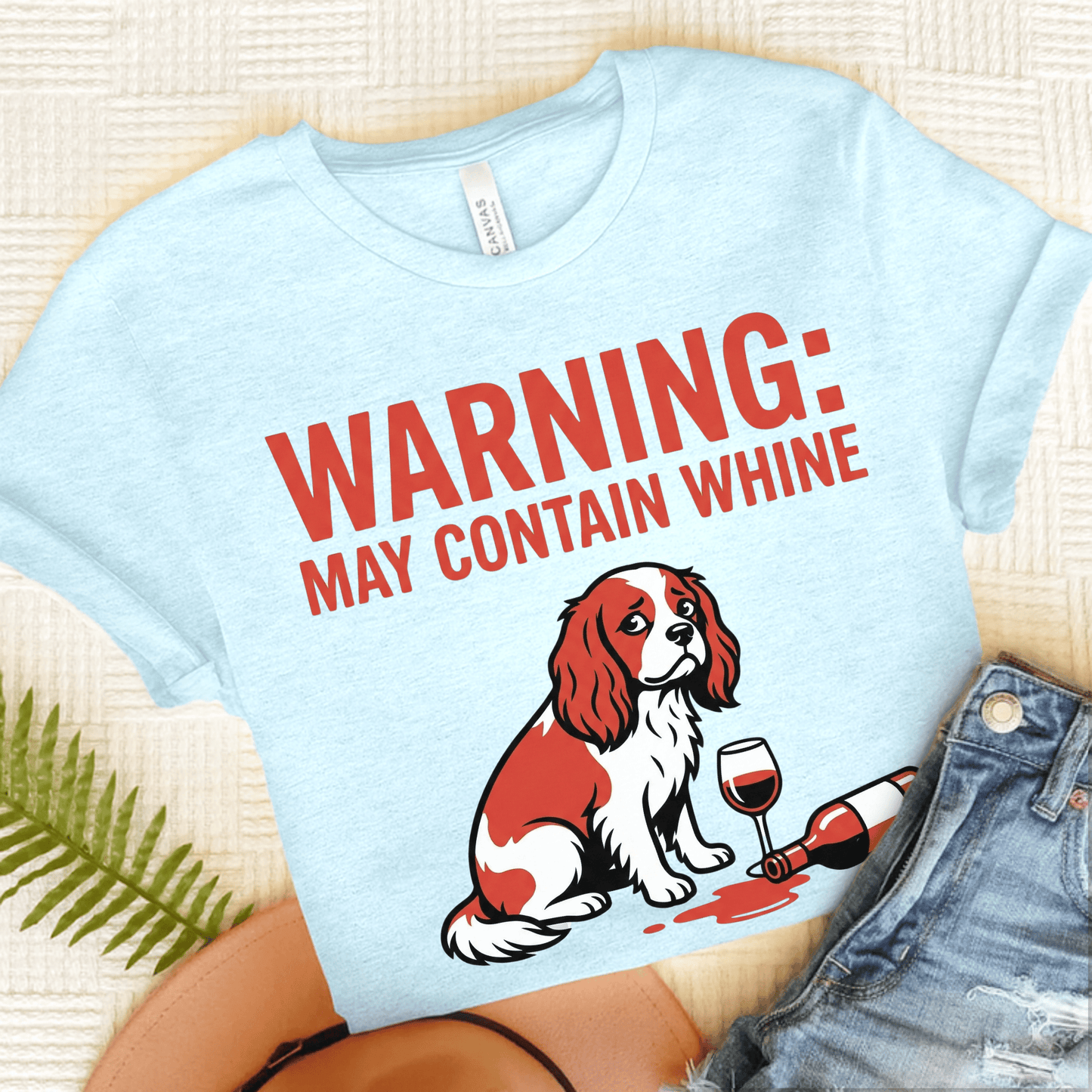 Personalized Cavalier Contain Whine Unisex Tshirt Heather Ice Blue