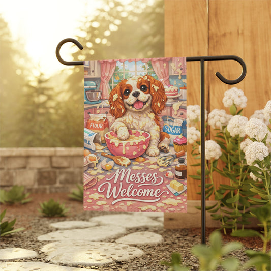 Personalized Cavalier Messy Baker Garden Flag