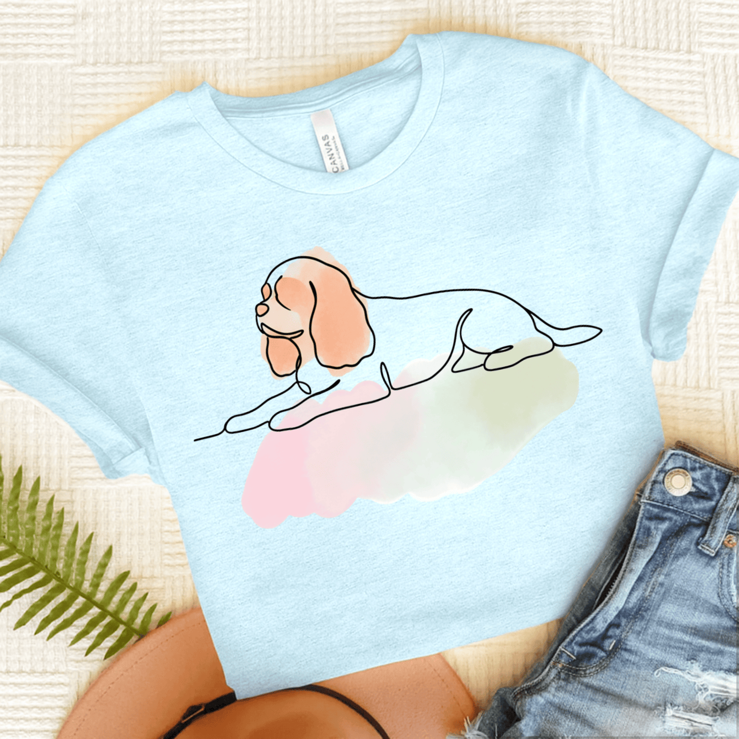 Personalized Cavalier Minimalist Unisex Tshirt Heather Ice Blue