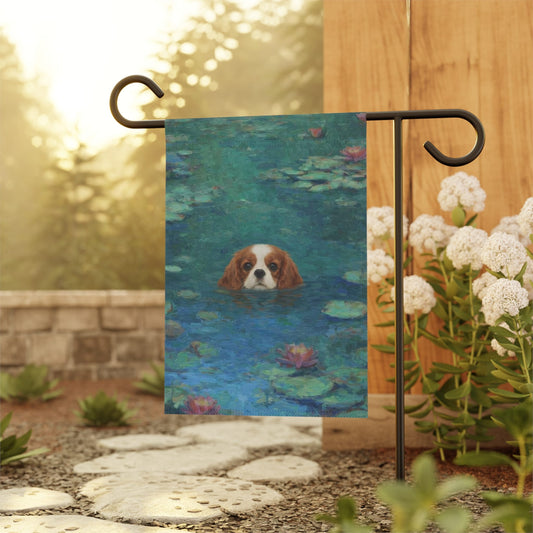 Personalized Cavalier Monet Waterlilies Garden Flag