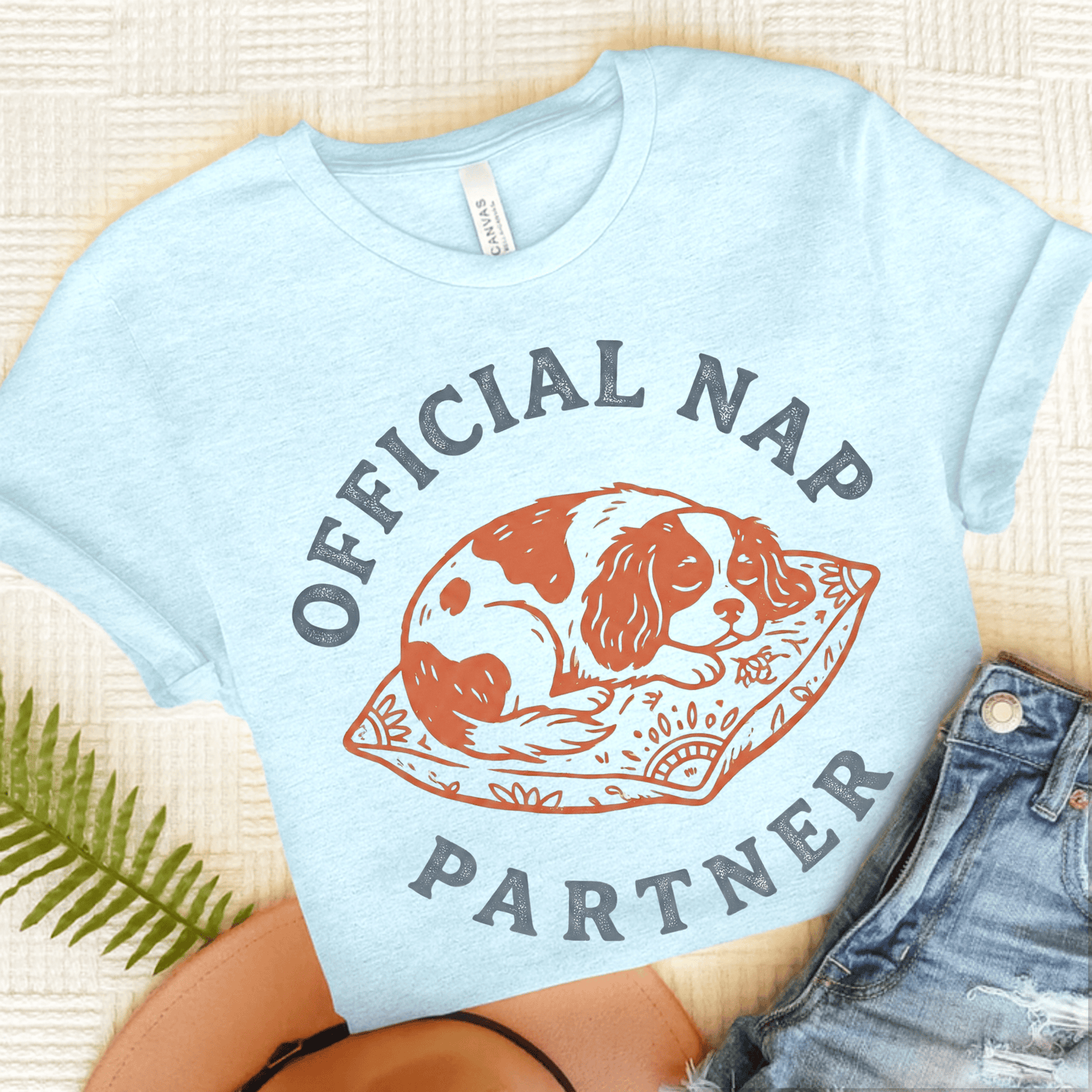 Personalized Cavalier Nap Partner Unisex TShirt Heather Ice Blue