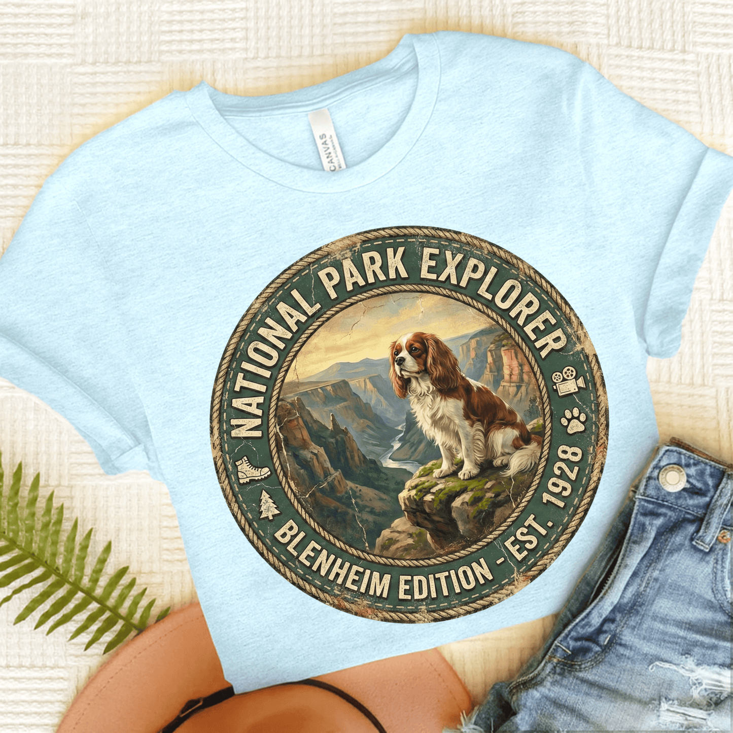 Personalized Cavalier National Parks Unisex TShirt Heather Ice Blue