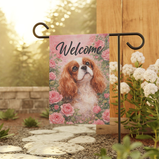 Personalized Cavalier Pink Rose Garden Yard Flag