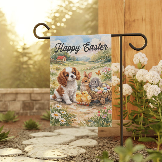 Personalized Cavalier Puppy Welcome Yard Flag