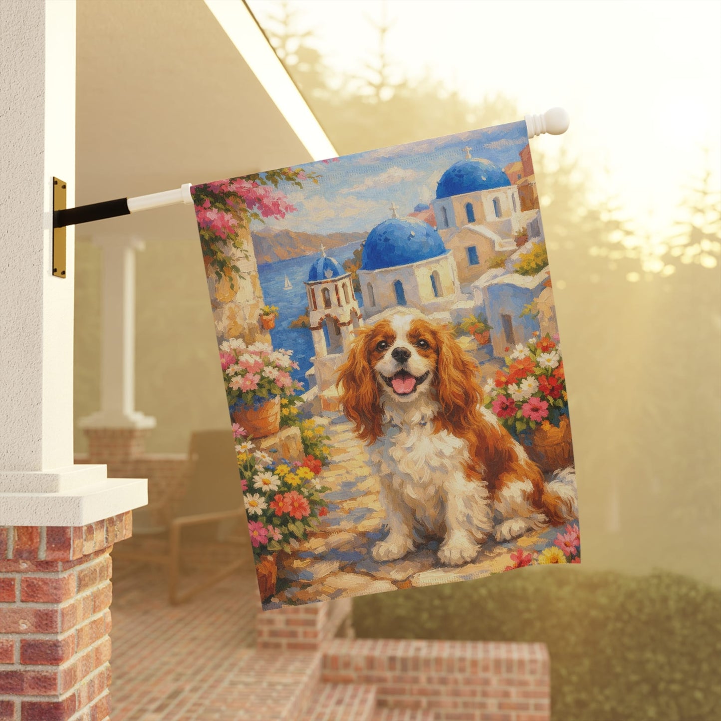Personalized Cavalier Greece Garden Flag