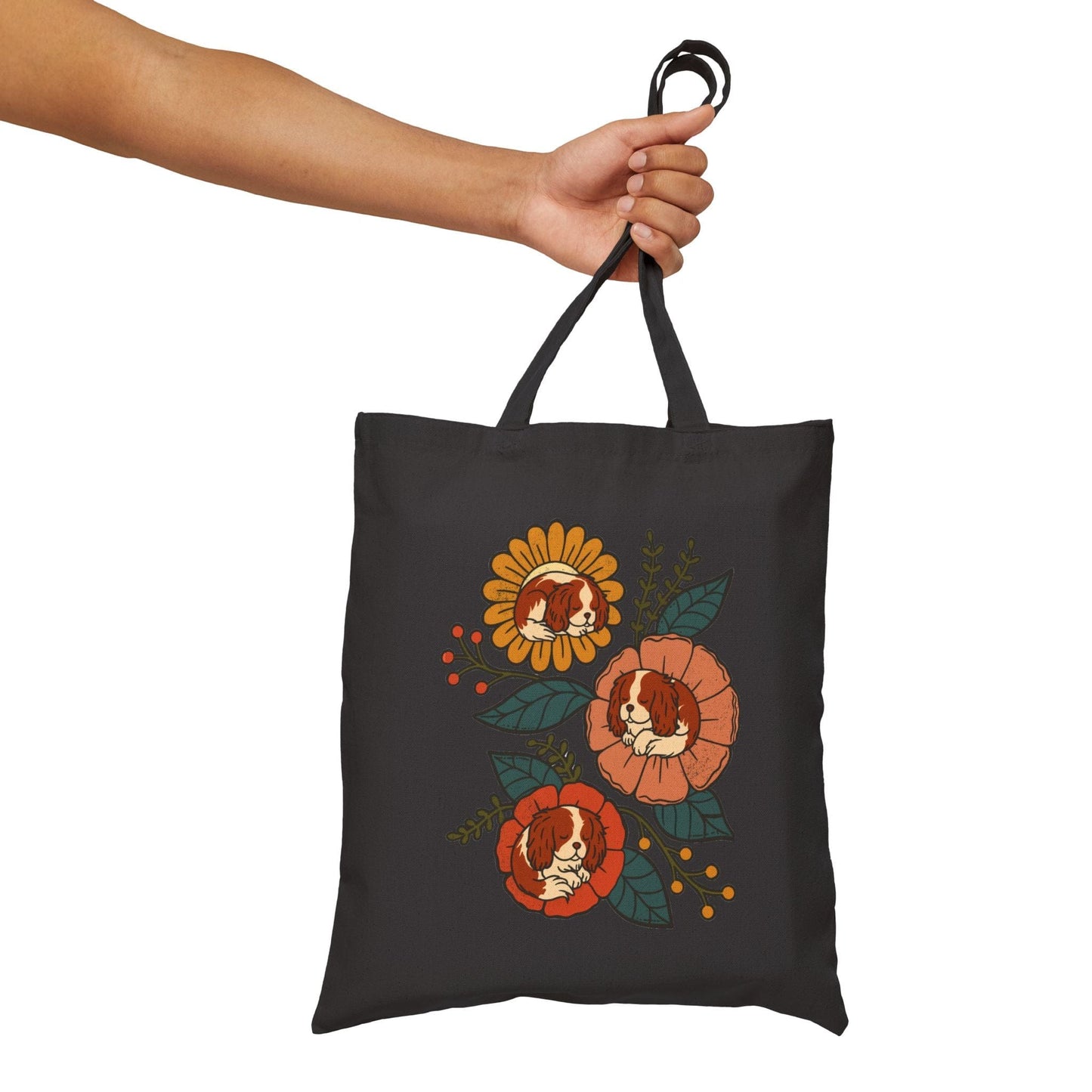 Blenheim Cavalier Sleeping Flowers Tote Bag