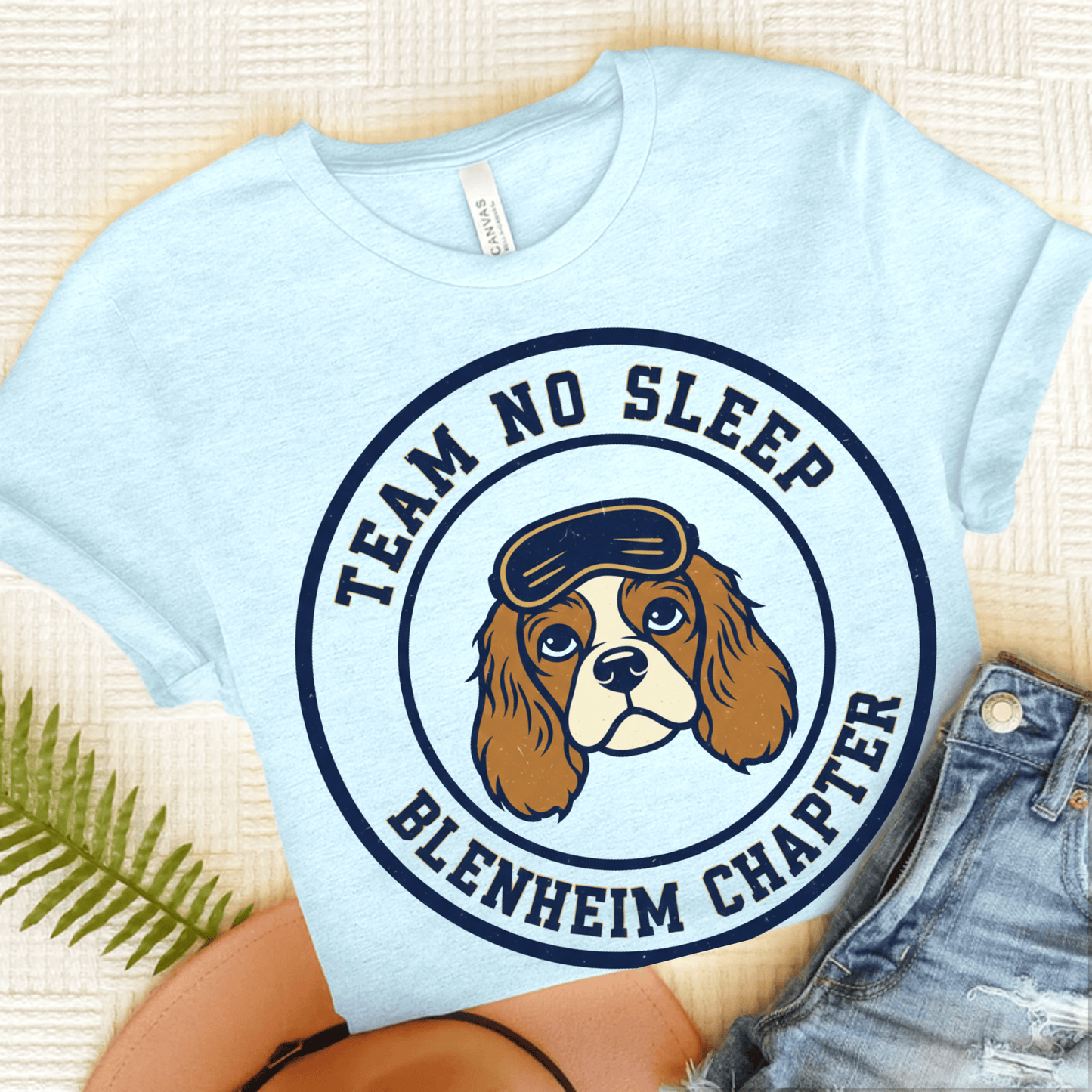 Personalized Cavalier Sleeping Unisex Tshirt Heather Ice Blue