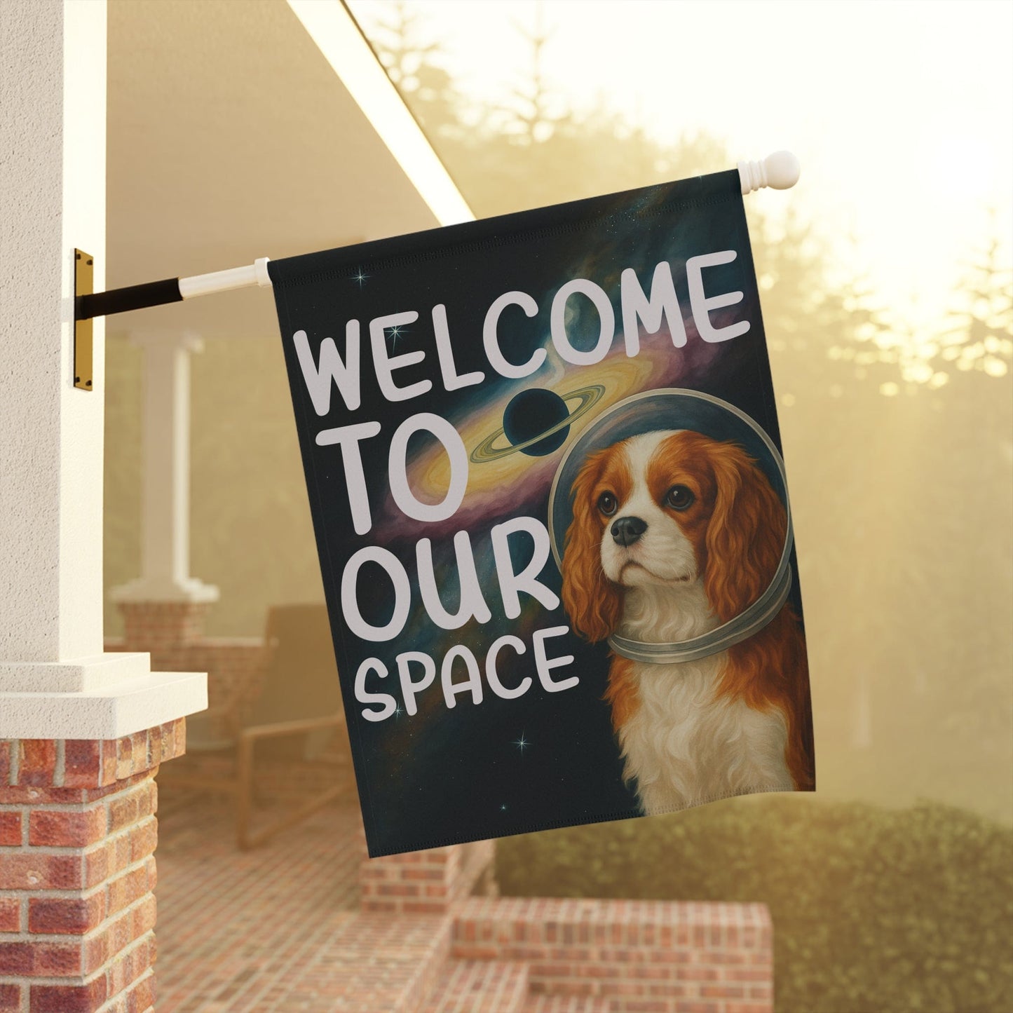 Personalized Cavalier Space Garden Flag