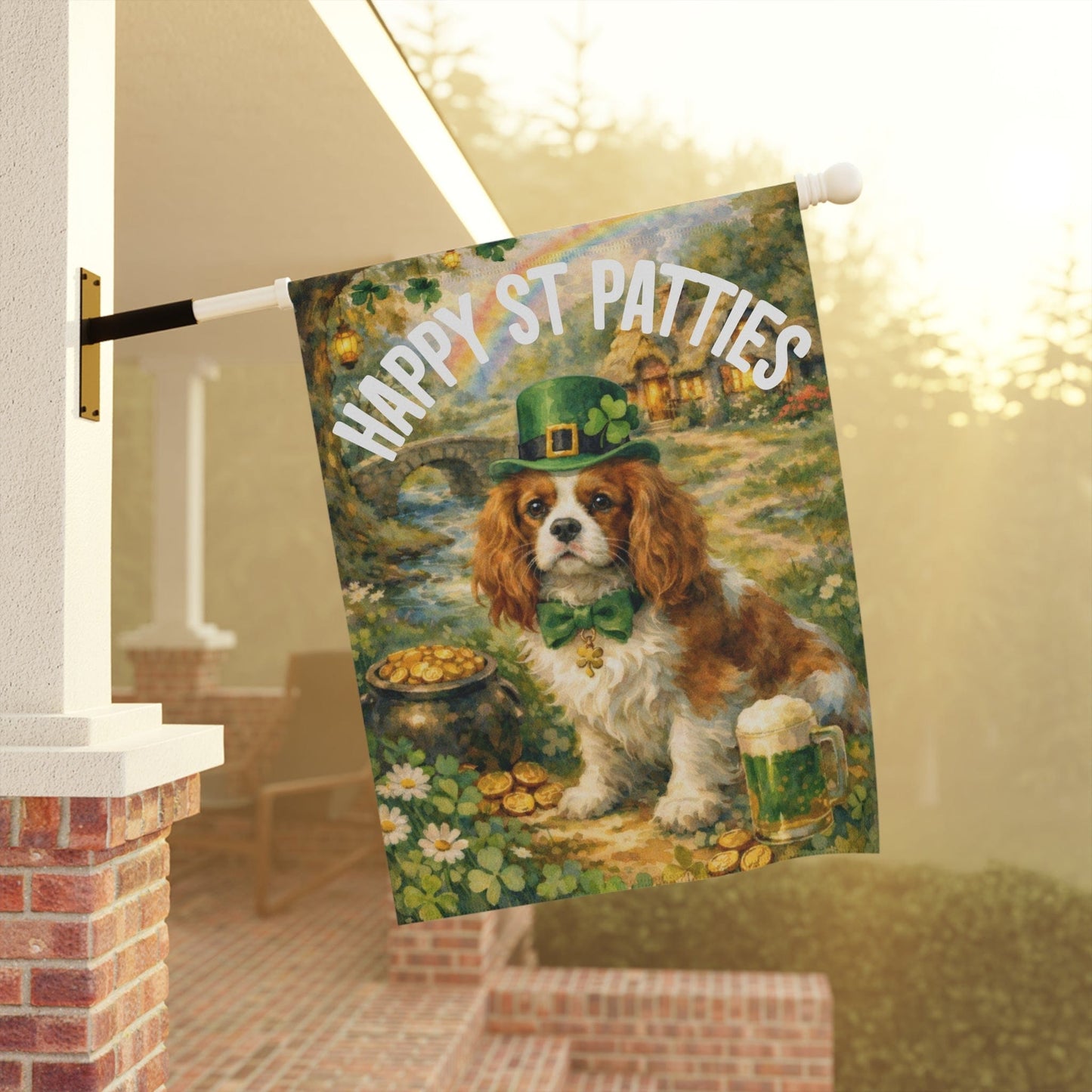 Personalized Cavalier St Patties Day Garden Flag