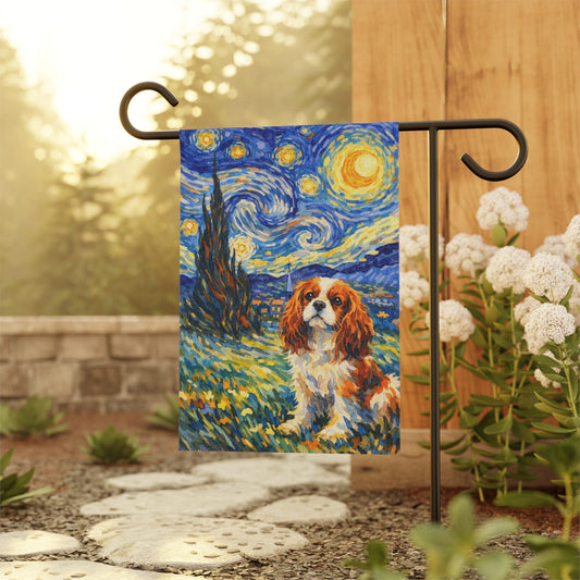 Personalized Cavalier Starry Night Garden Flag