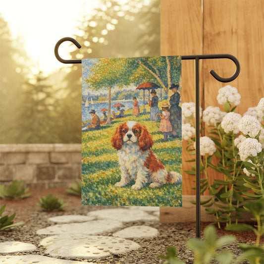 Personalized Cavalier Sunday in the Park Garden Flag