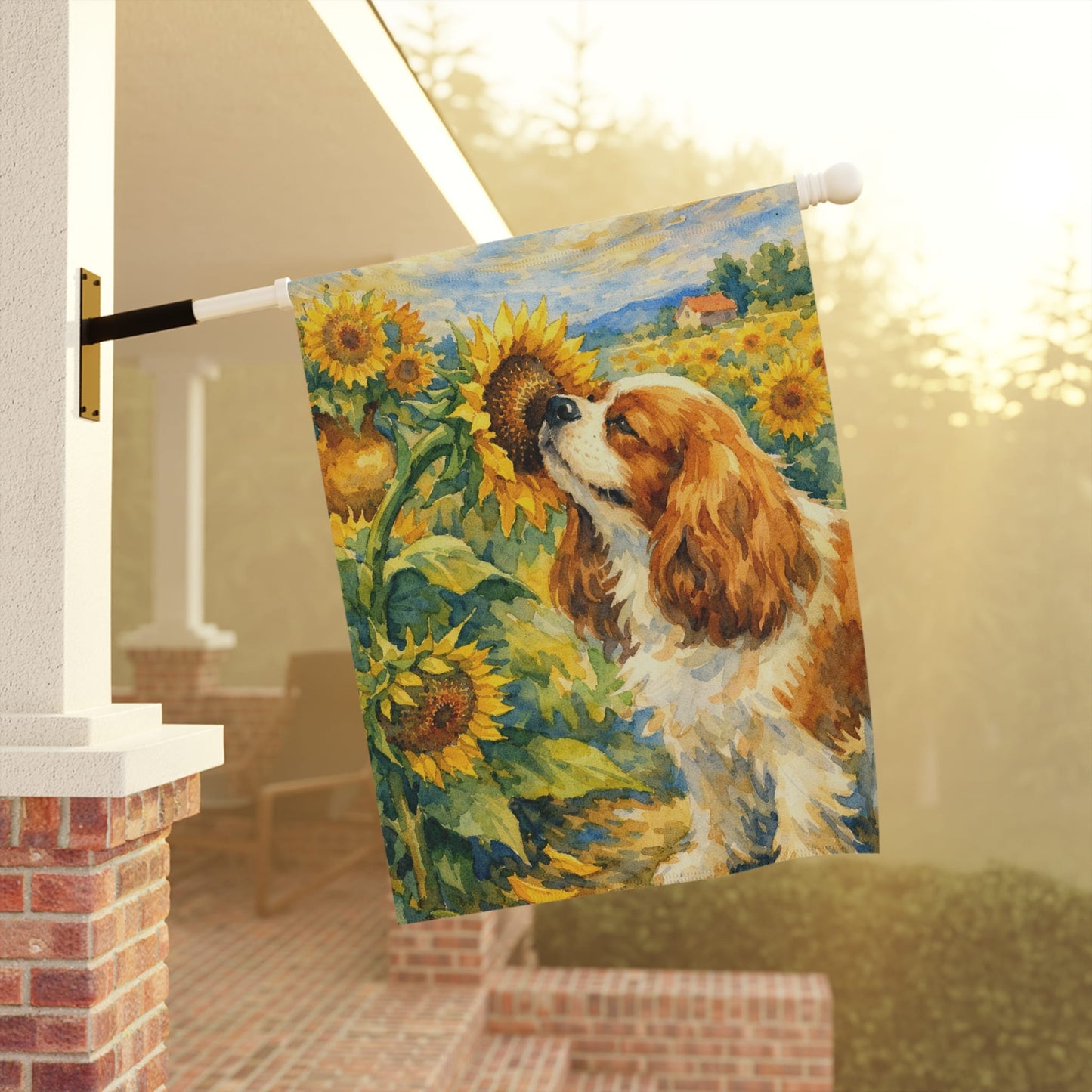 Personalized Cavalier Sunflower Summer Garden Flag
