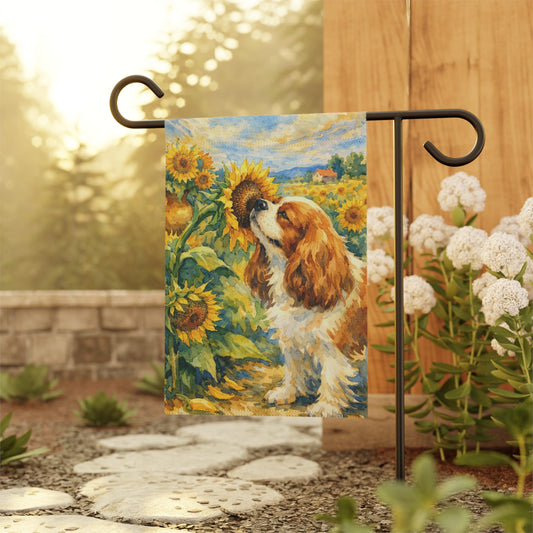 Personalized Cavalier Sunflower Summer Garden Flag