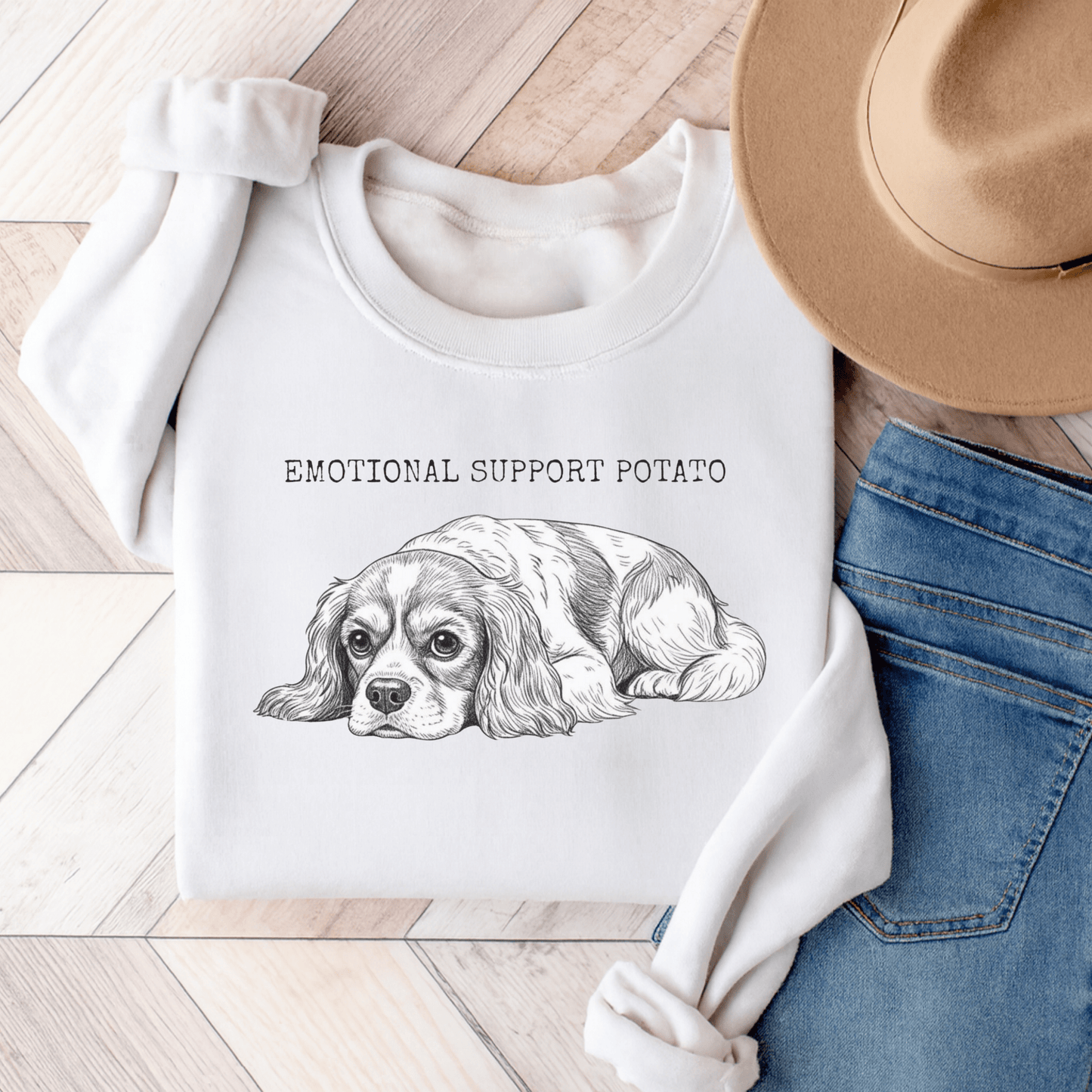 Cavalier Support Potato Unisex Sweatshirt White