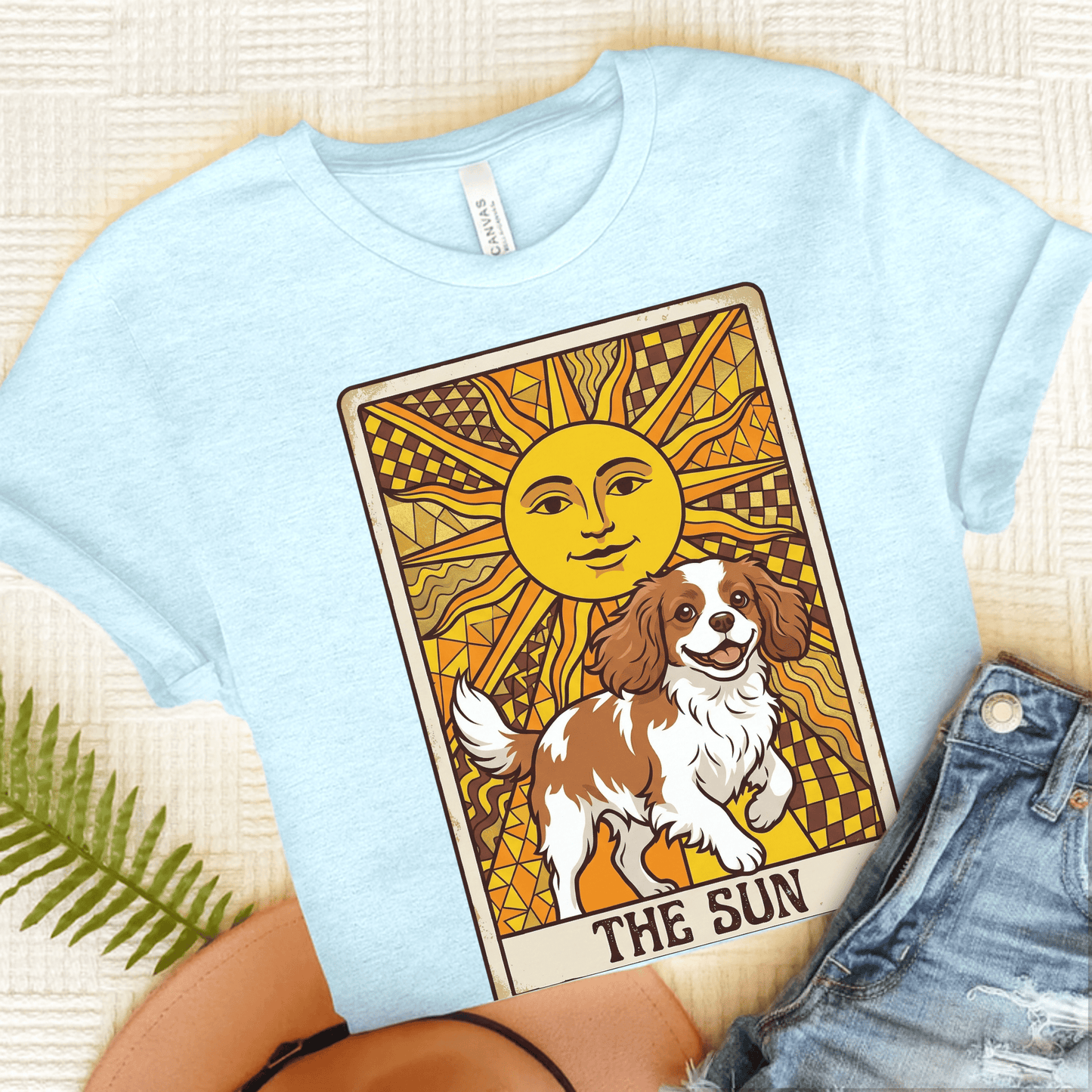 Personalized Cavalier The Sun Tarot Unisex Tshirt Heather Ice Blue