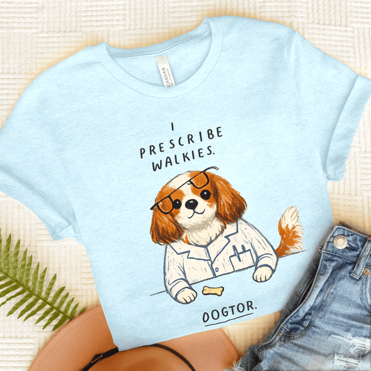 Personalized Cavalier Walkies Unisex TShirt Heather Ice Blue