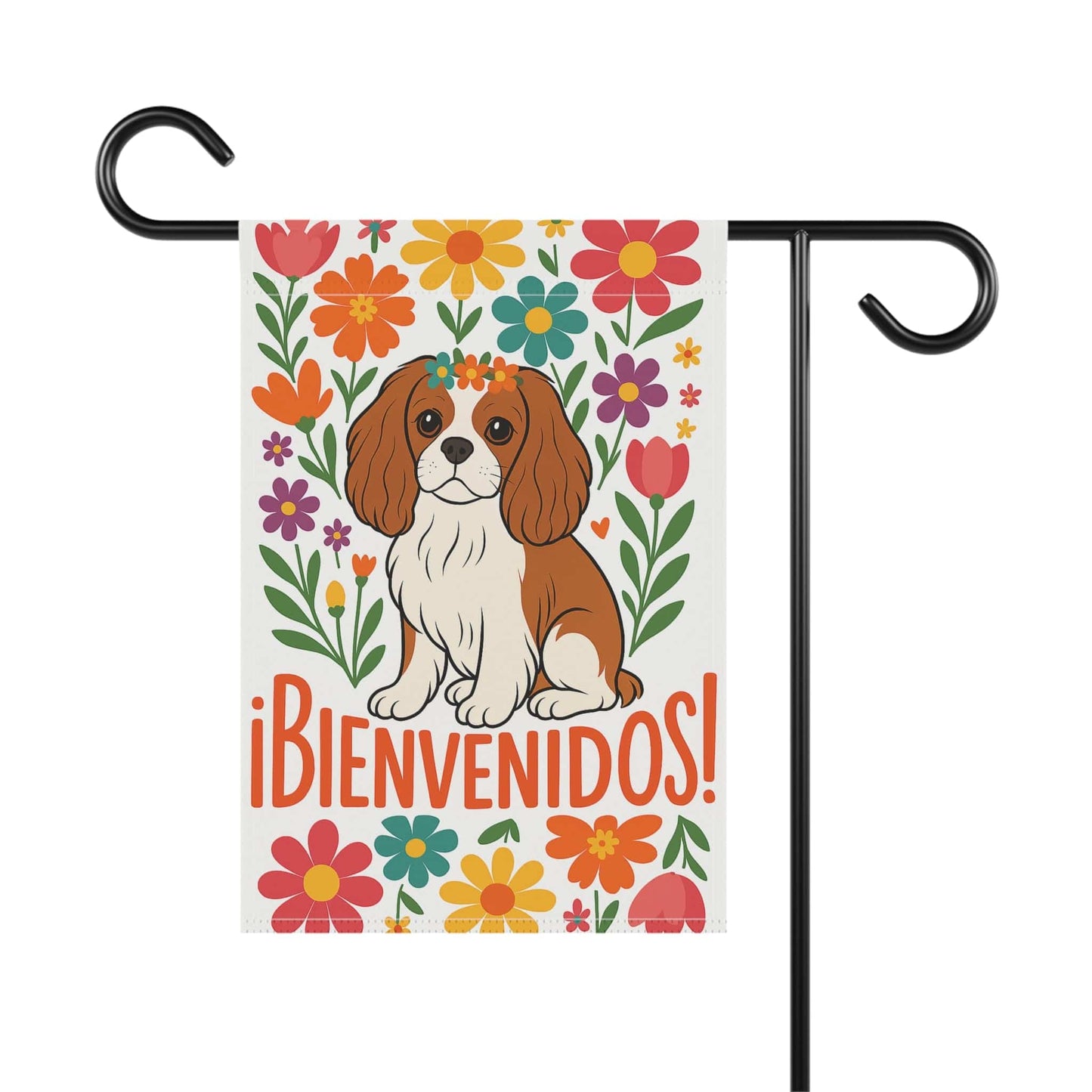 Printify Garden Flag Blenheim King Charles Bienvenidos Garden Flag