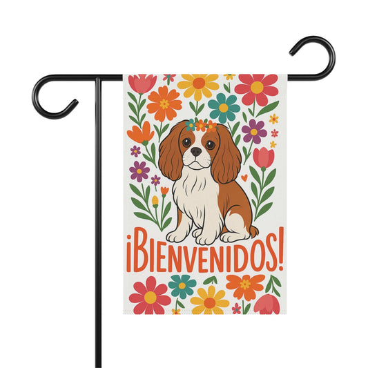 Blenheim King Charles Bienvenidos Garden Flag