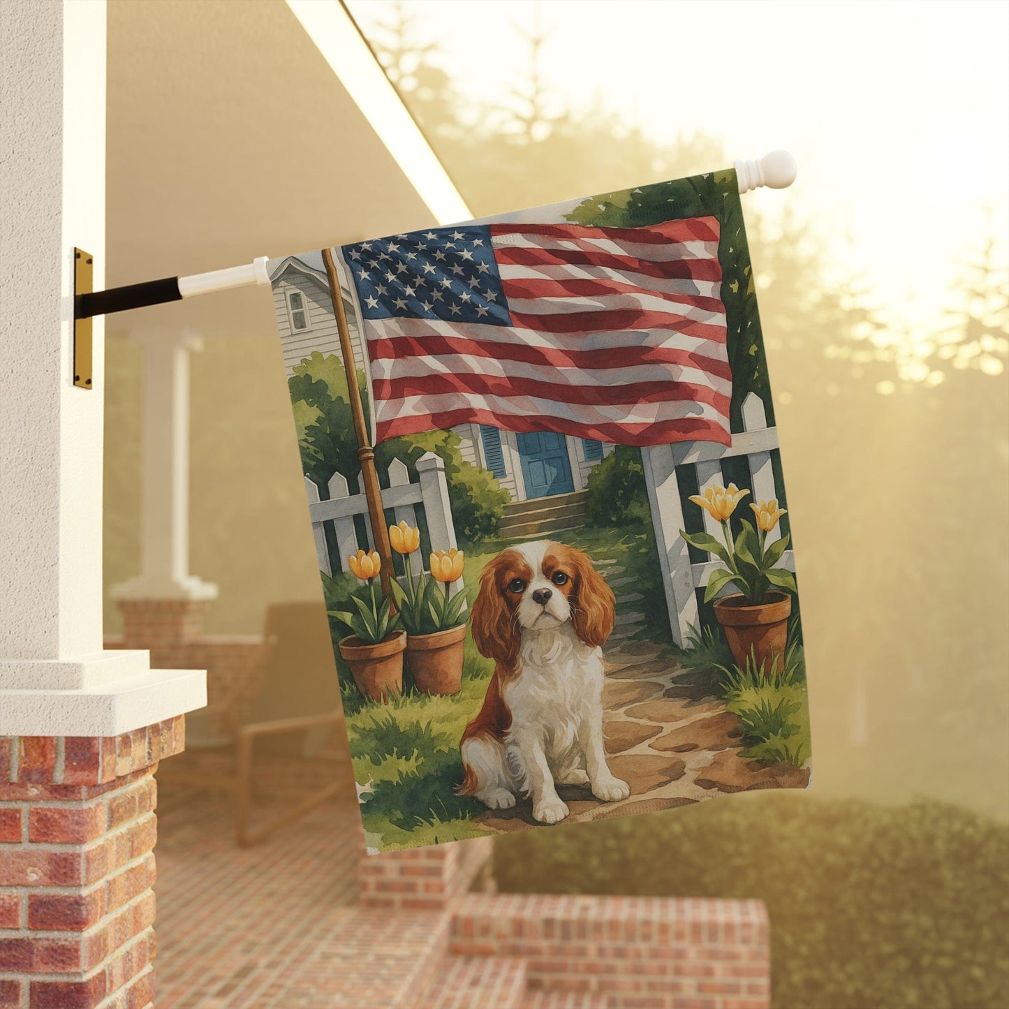 Printify Garden Flag Blenheim King Charles Cavalier Ameican Garden Flag