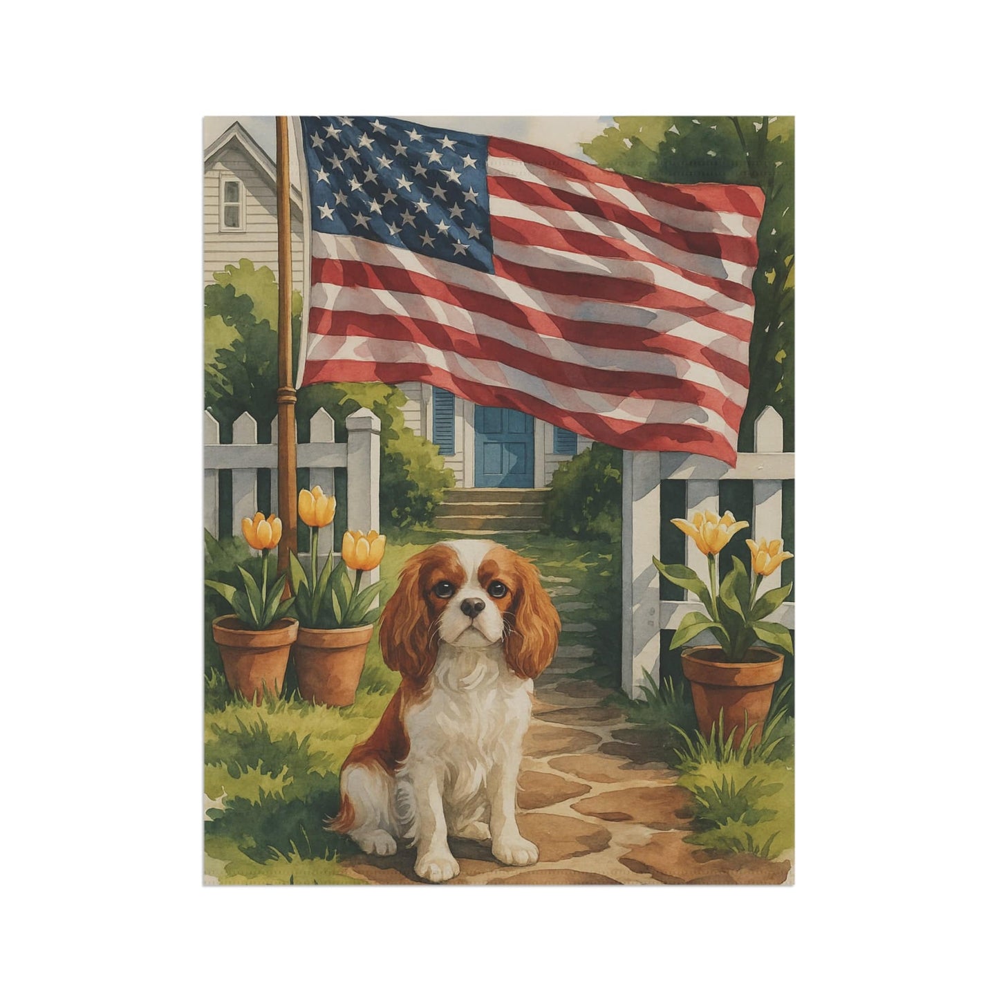 Printify Garden Flag Blenheim King Charles Cavalier Ameican Garden Flag