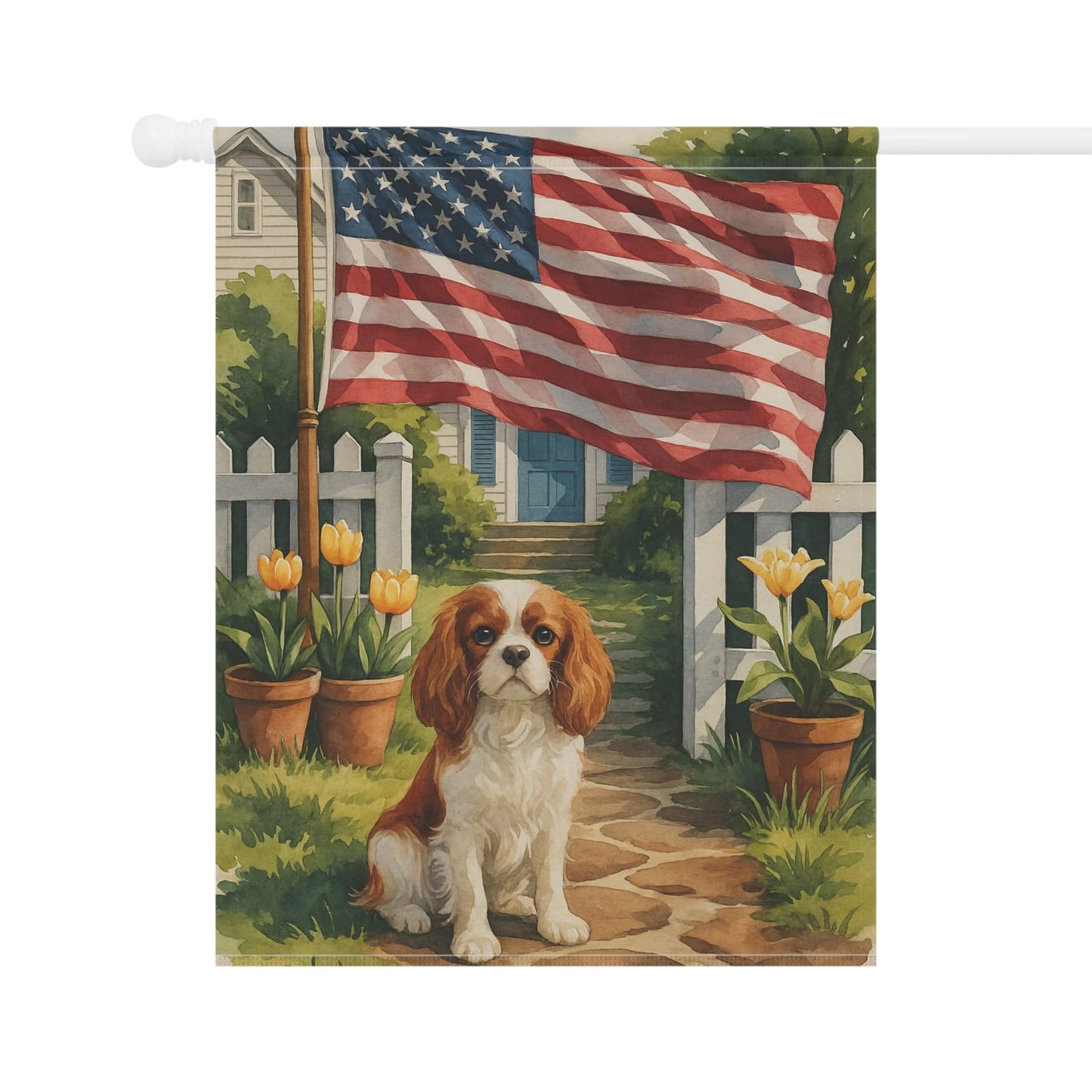 Printify Garden Flag Blenheim King Charles Cavalier Ameican Garden Flag