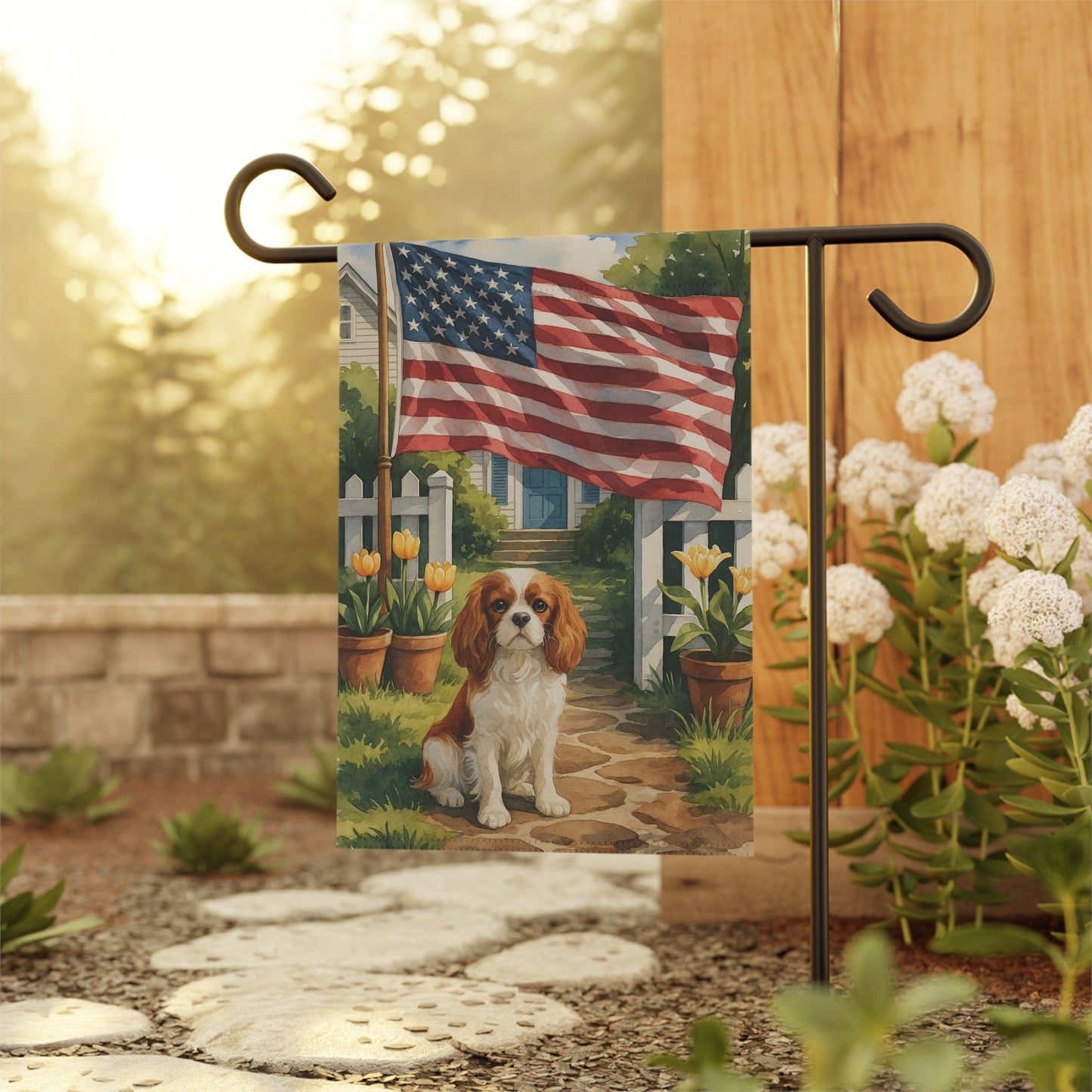 Printify Garden Flag Blenheim King Charles Cavalier Ameican Garden Flag