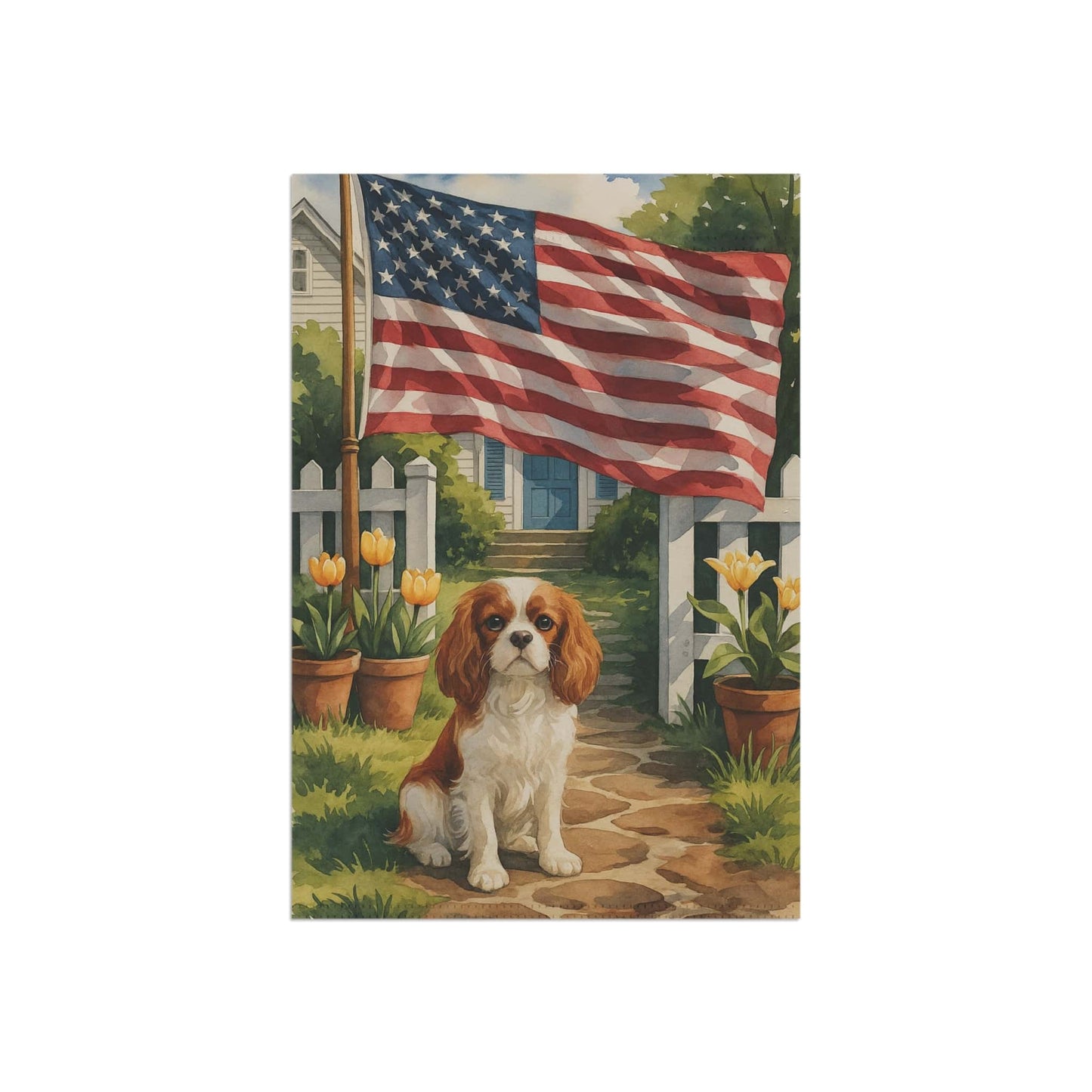 Printify Garden Flag Blenheim King Charles Cavalier Ameican Garden Flag