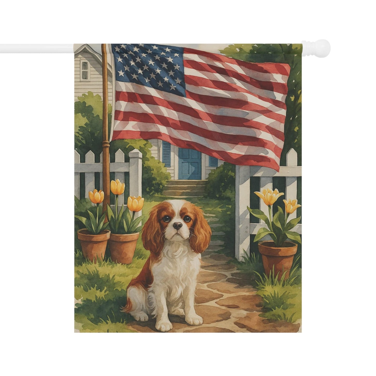 Printify Garden Flag Blenheim King Charles Cavalier Ameican Garden Flag
