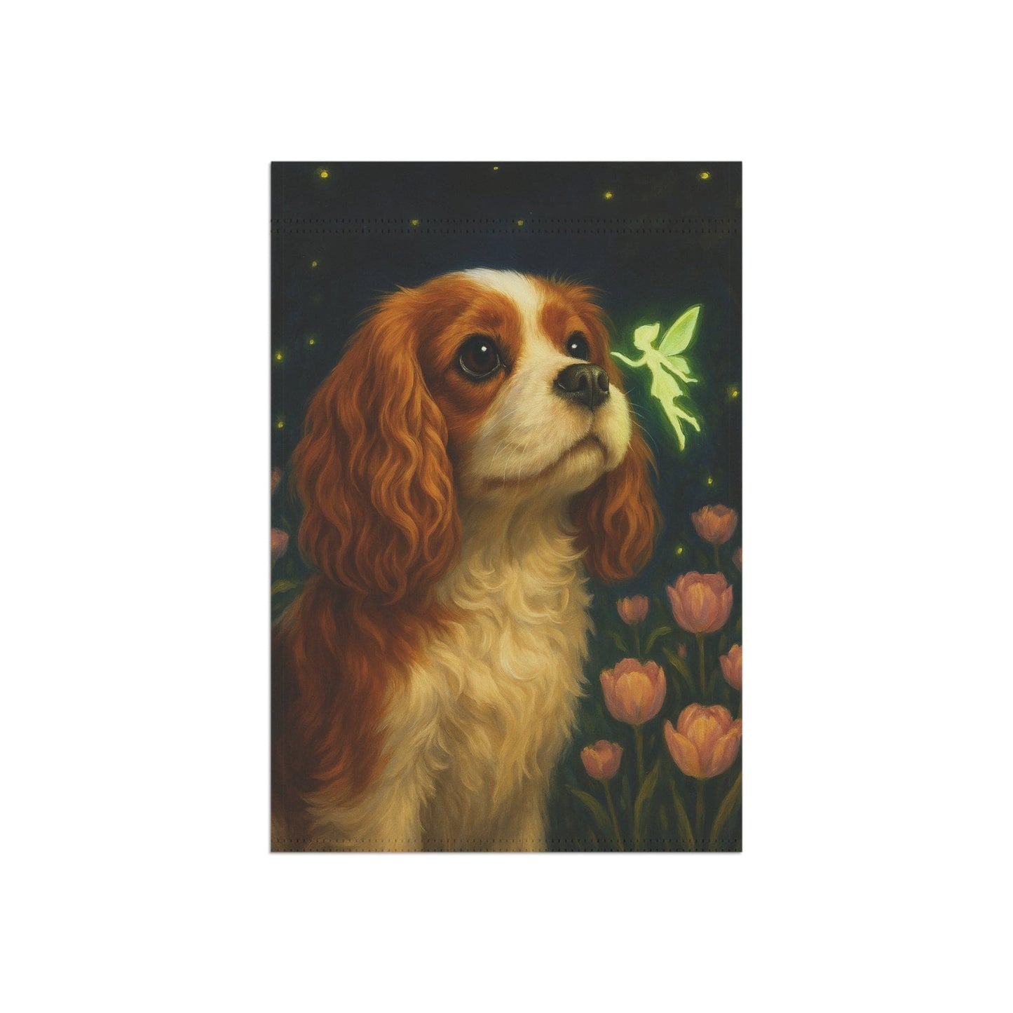 Printify Garden Flag Blenheim King Charles Fairy Garden Flag