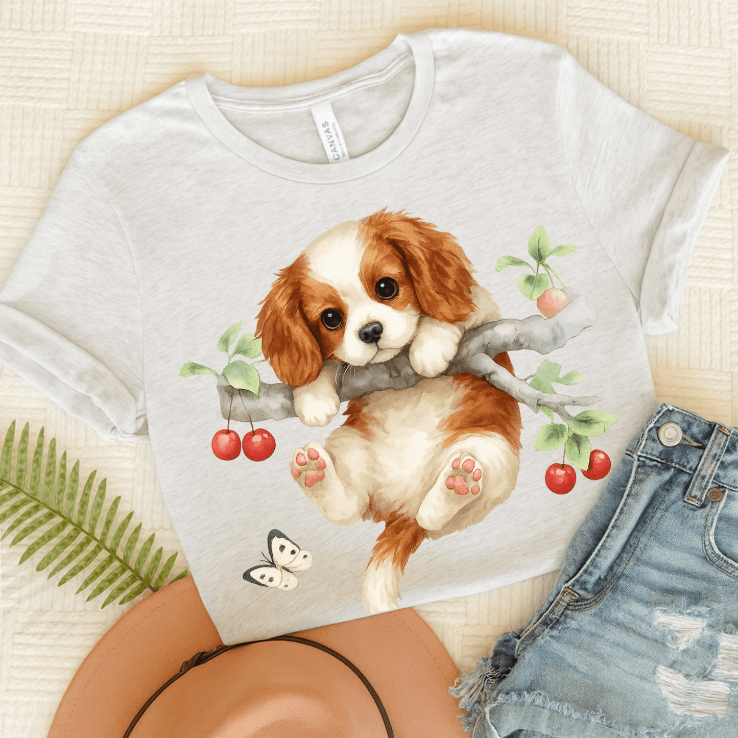 Printify T-Shirt Ash / S Blenheim King Charles Hang In There Tshirt