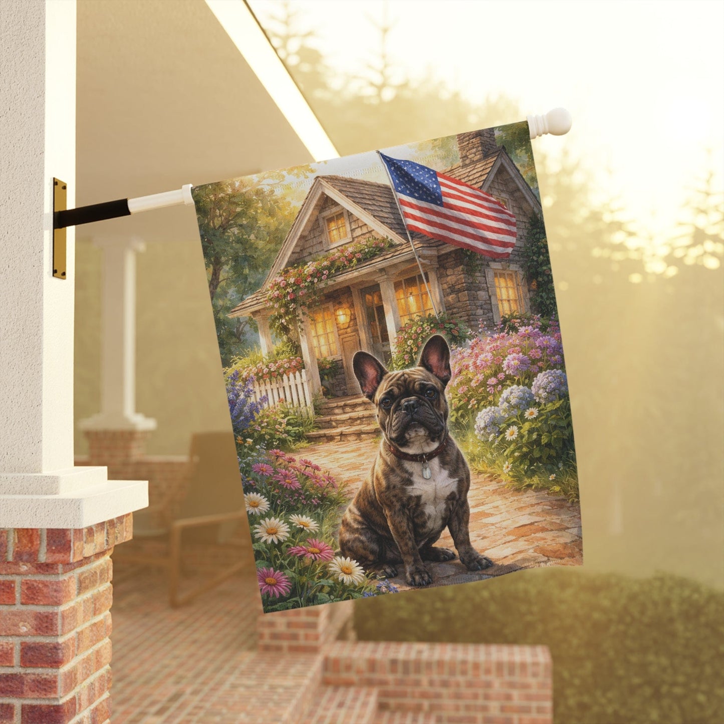 Brindle French Bulldog American USA Garden Flag