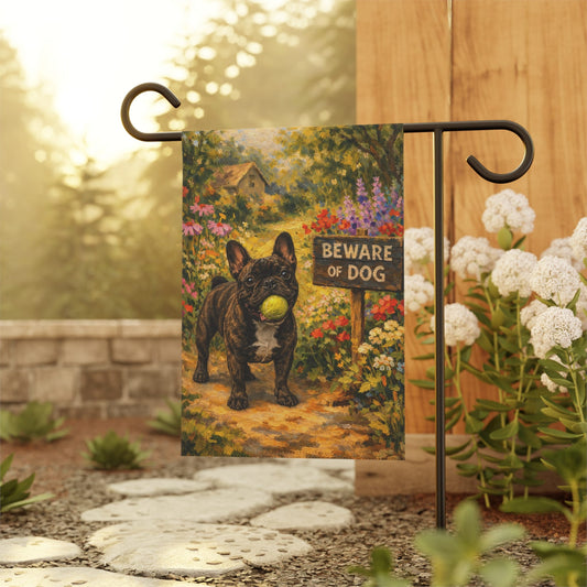 Personalized Frenchie Beware of Dog Funny Garden Flag