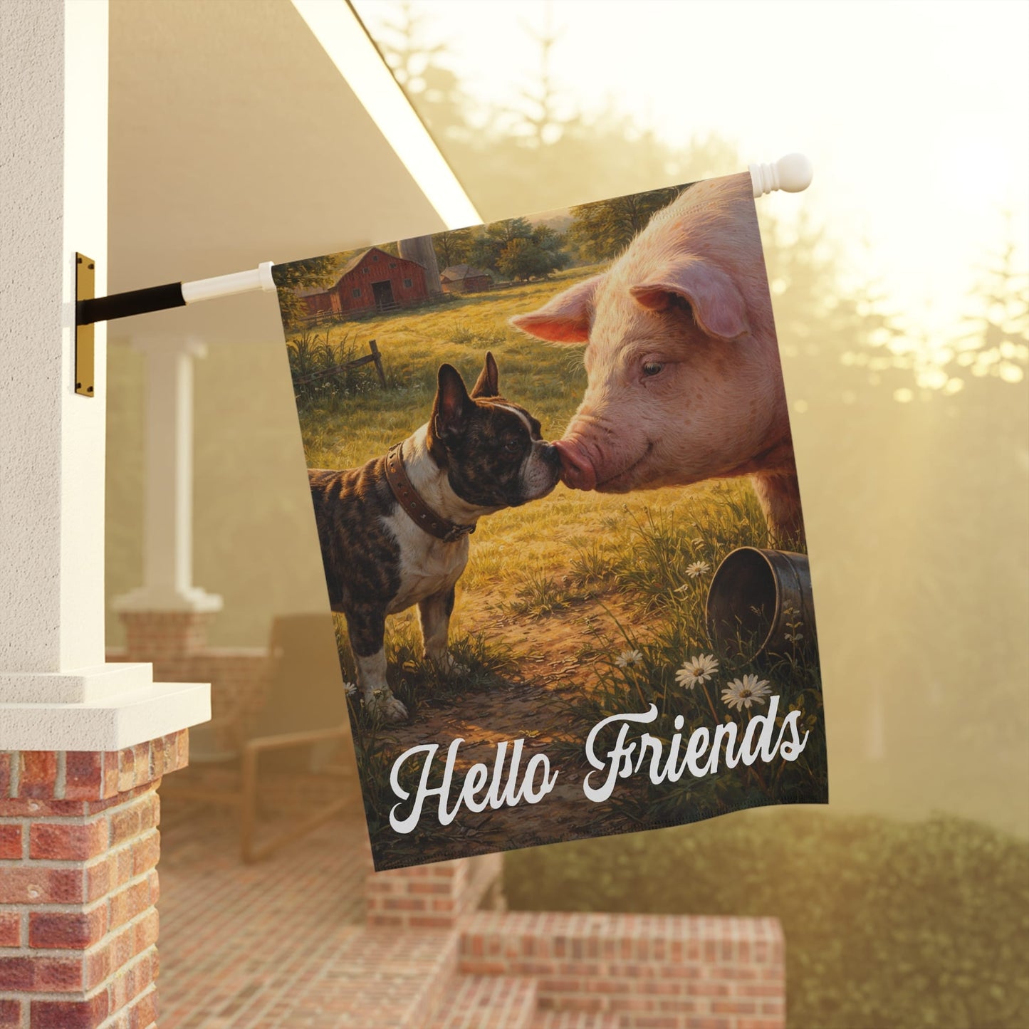 Brindle French Bulldog Farm Pig Yard Garden Flag