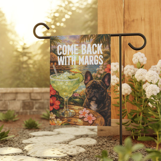 Brindle French Bulldog Margarita Tropical Garden Flag