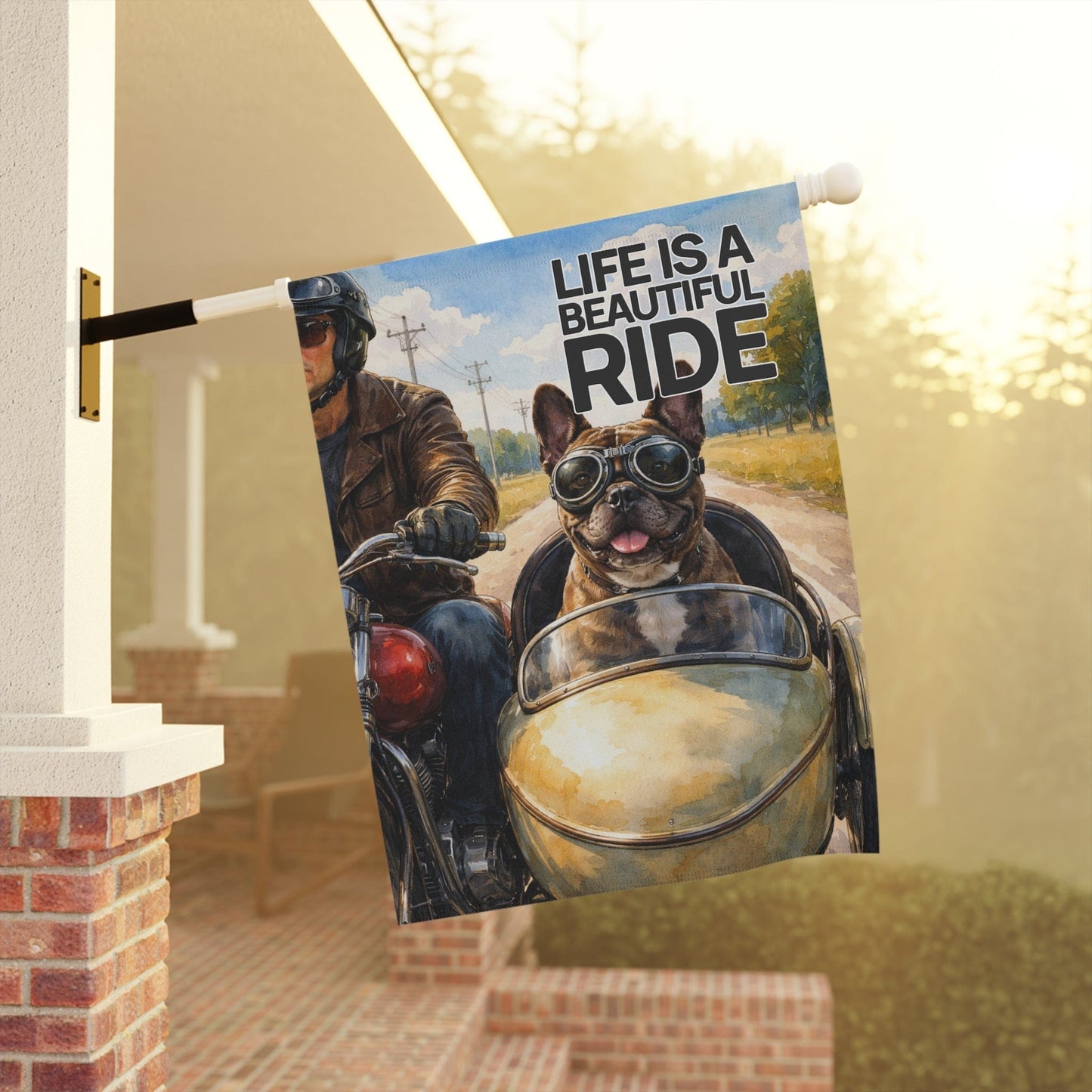 Brindle French Bulldog Motorcycle Garden Garden Flag
