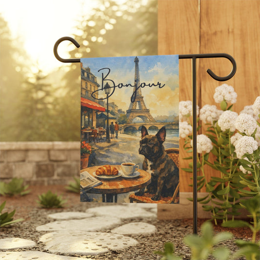 Brindle French Bulldog Paris France Garden Flag