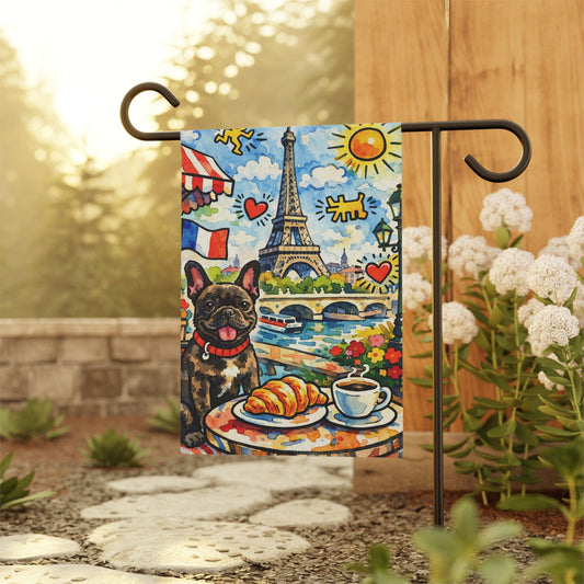 Brindle French Bulldog Paris France Graffiti Garden Flag