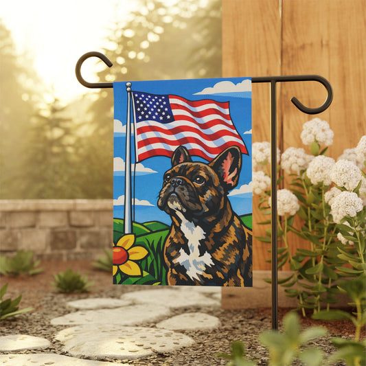 Brindle French Bulldog Patriotic American Garden Flag