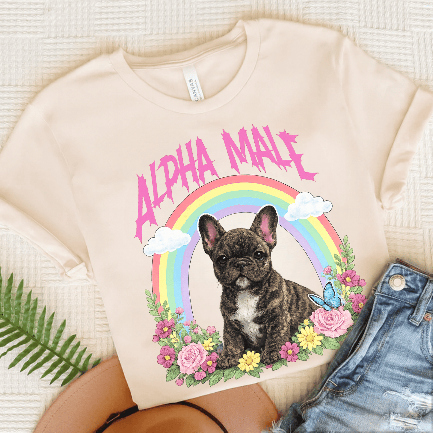 Brindle French Bulldog Puppy Alpha Male Unisex TShirt Natural