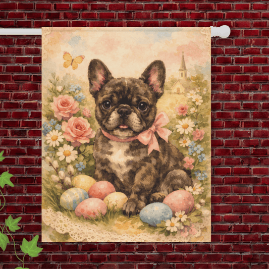 Brindle French Bulldog Retro Lace Easter Yard Flag 24.5'' × 32''