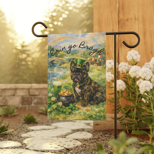 Brindle French Bulldog Saint Patricks Irish Garden Flag