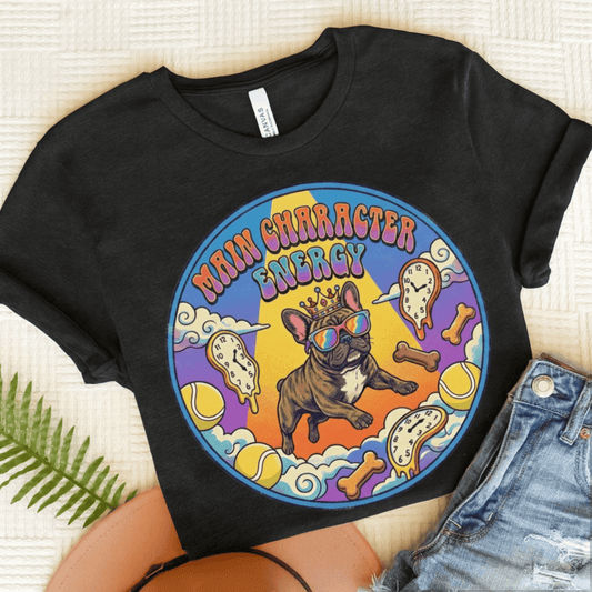 Brindle French Bulldogs Main Character Hippie Unisex TShirt Dark Grey Heather