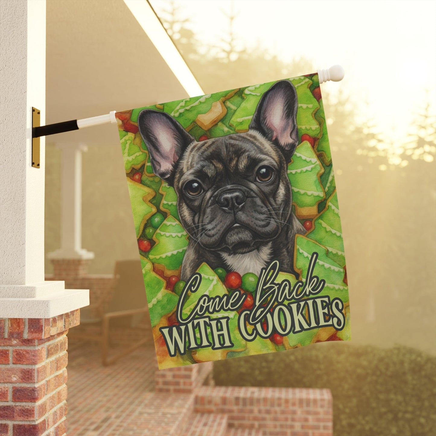 Brindle Frenchie Christmas Cookies Garden Flag