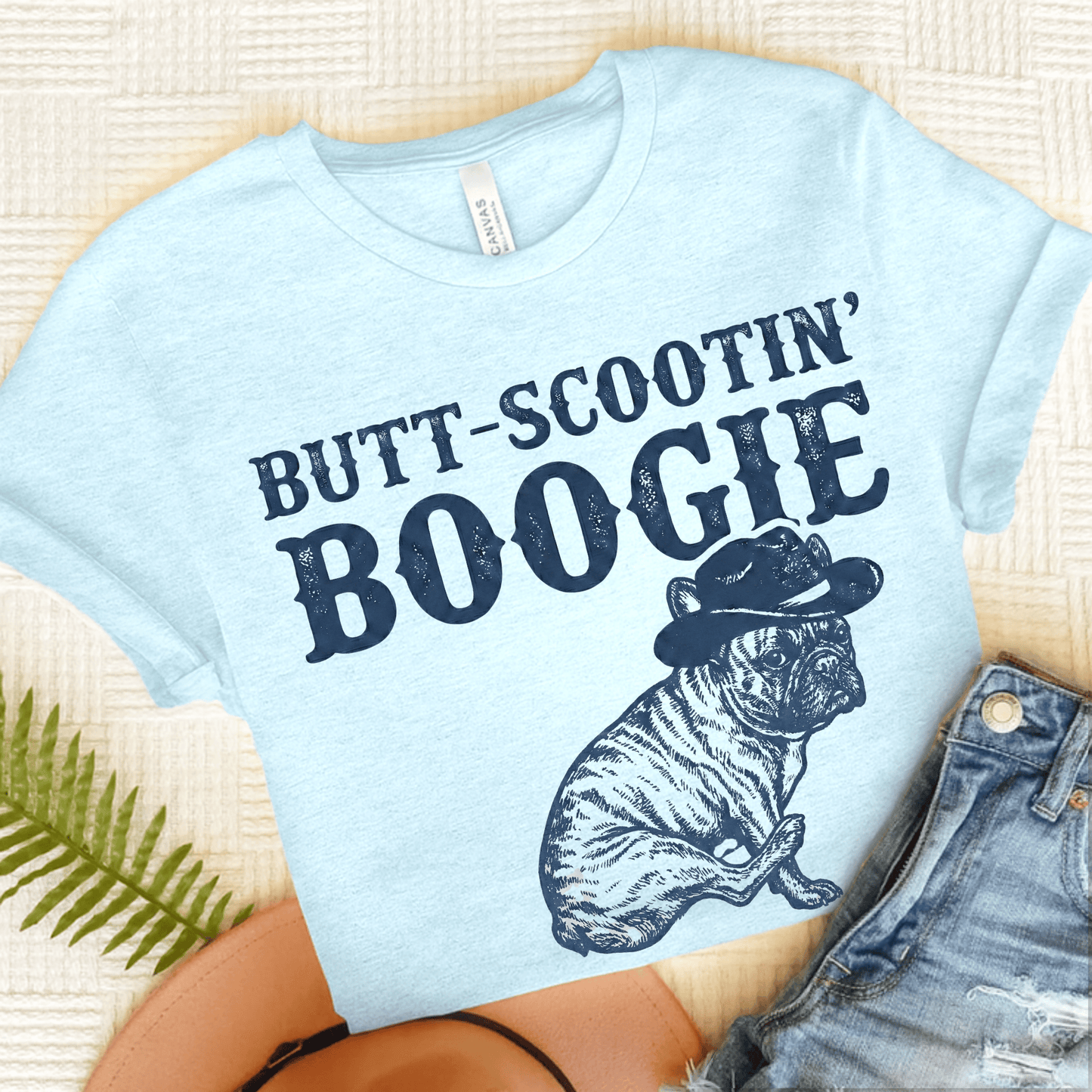 Brindle Frenchie Funny Western Unisex TShirt Heather Ice Blue