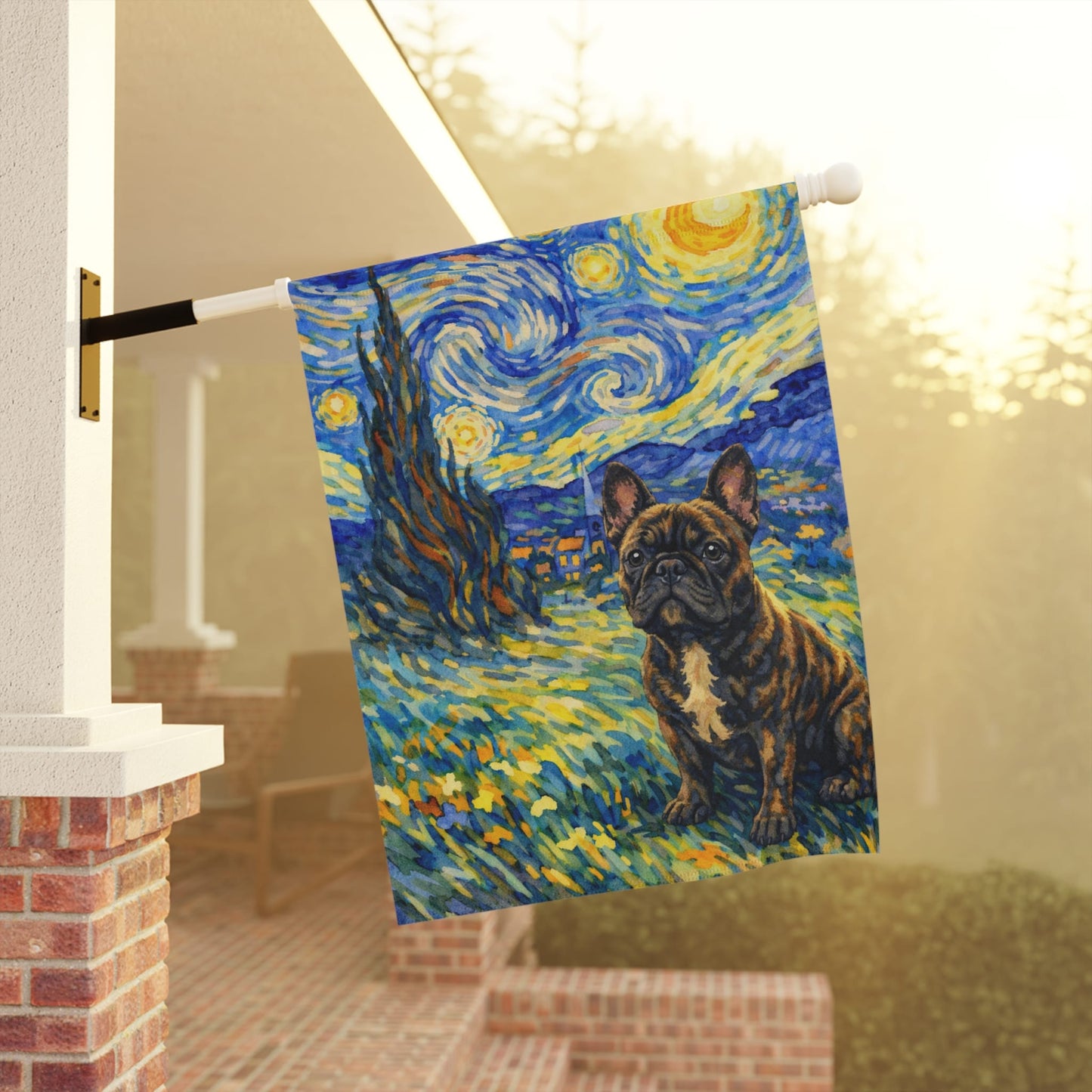 Brindle Frenchie Starry Night Yard Garden Flag