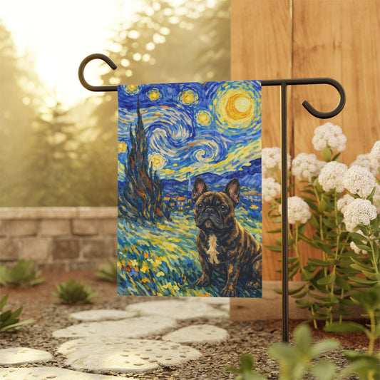 Brindle Frenchie Starry Night Yard Garden Flag